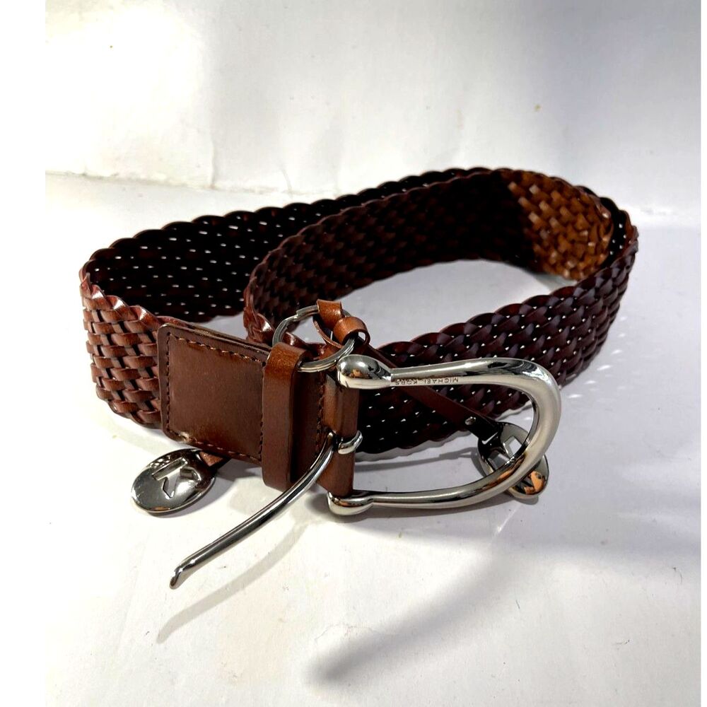 Michael Kors genuine bonded leather braid Italy made brown boho western women S